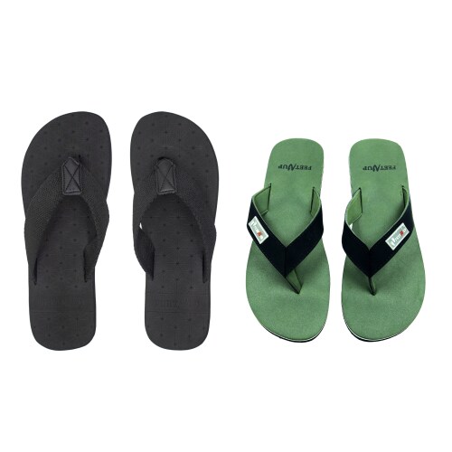 FEETNUP slippers for Men | Flip-Flops and House Slippers | flip flop daily use | chappal | Extra Soft, Lightweight, Comfortable & Casual Footwear (black 3001 / green 4001) Size- 10