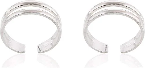 ELOISH 92.5 Sterling Silver Toe Ring for Women. 92.5% Pure Silver Toe Rings. Two Lines Toe Rings.