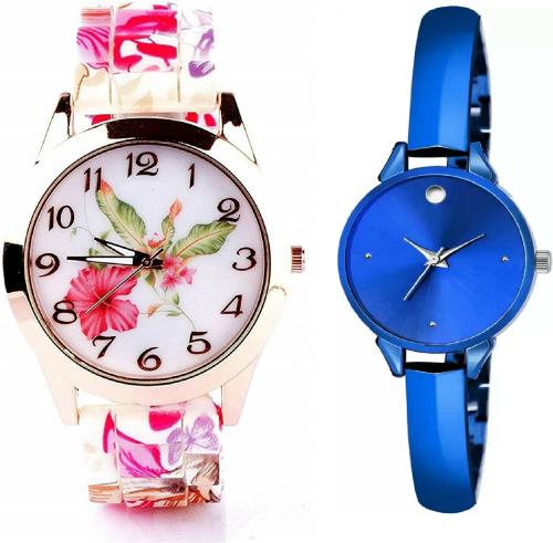 Blutech Analog Pink Dial Pink Strap Watch For Women, Girls (Pack Of 2)