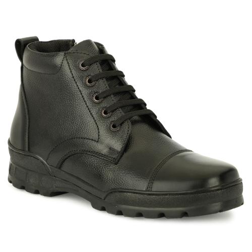 SVpanther Men's Black Genuine Leather Lace-Ups Police boot shoe