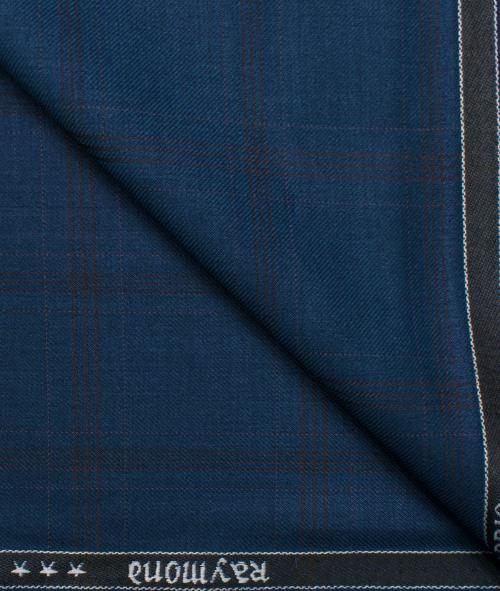 Raymond Men Blue Checks Polyester Viscose Blend 1.25 Meter Trouser Fabric