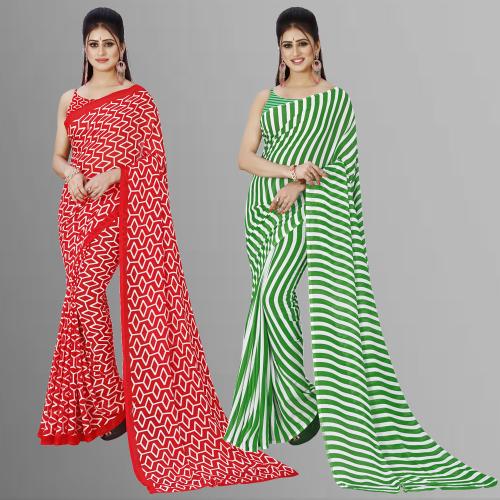 Anand Women Multicolor6 Self Design Pattern Georgette Pack of 2 Saree With Blouse