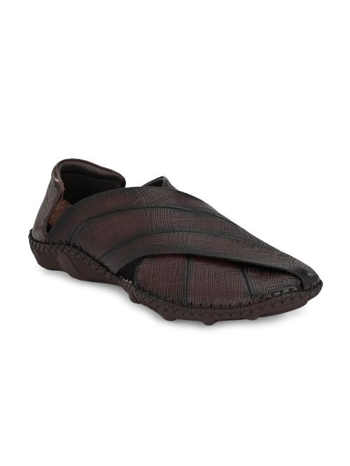 HITZ Brown Leather Sandals For Men