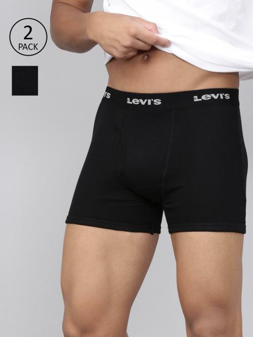 Levi's Men's Black Solid Cotton Pack of 2 Trunks
