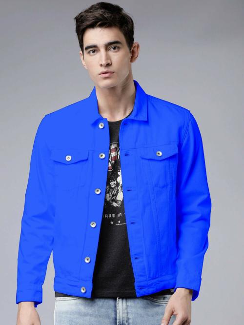 Buy Klizen Men Blue Solid Cotton Jacket Online at Best Prices in India ...