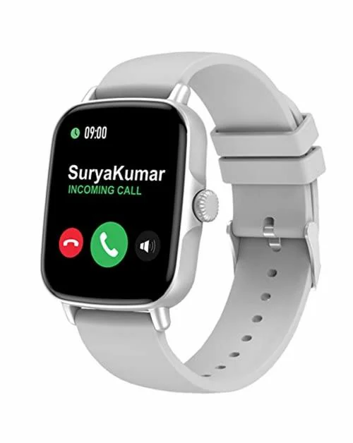 Maxima Max Pro Turbo 1.69 Inch Multi Sports Mode, SpO2/HR/Sleep Monitor & Stress Management Exercise Silver Grey Band Unisex Smart Watch For Men, Women and Kids (T142MSSF66123)