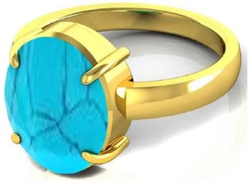 Aurra Stores Firoza Ring Natural lab certified turquoise stone