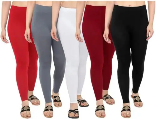 fly N feet - Premium Quality Solid Color Cotton Lycra Leggings For Women & Girls | Women Ankle Length Leggings | Stretchable Legging | leggins For Casual & Formal Wear | Pack Of - 5 (XL)