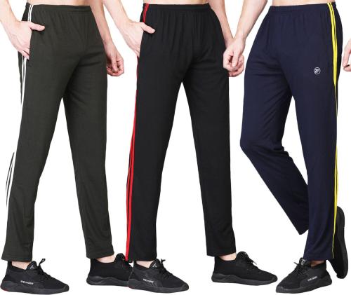 ZIMFIT Men Multicolor Cotton Blend Solid Track Pants (Pack of 3)