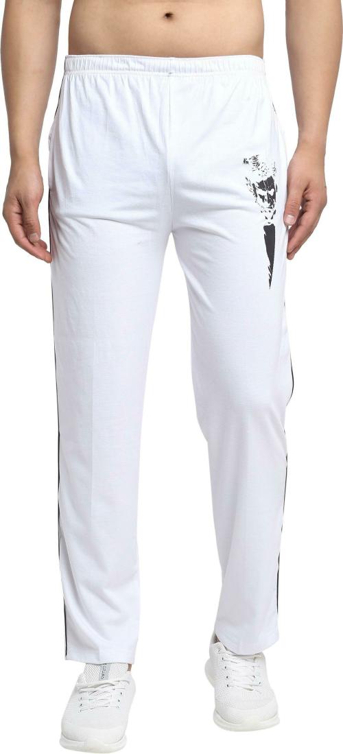 Vimal Jonney Men White Solid Cotton Blend Track Pants