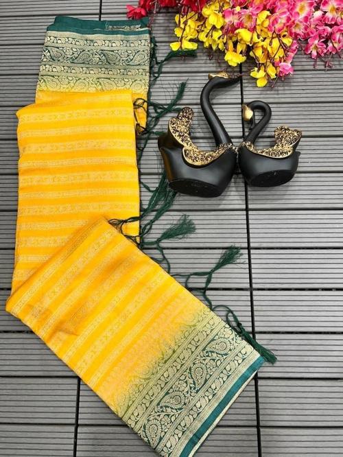 Buy Reeta Fashion Designer Yellow Silk Zari Work Saree With