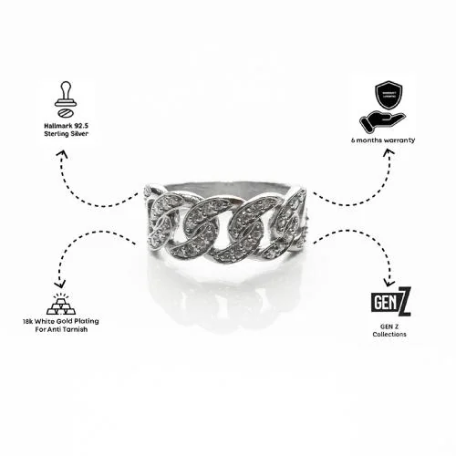 Versavia Stylish 1.925 Sterling Cuban Silver Ring | Anti Tarnish 2.18k White Gold Plating Ring | Perfetc Gift For Man_20