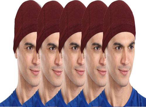 The Blazze Men Maroon Cotton Blend Skull Cap (Pack Of 5)