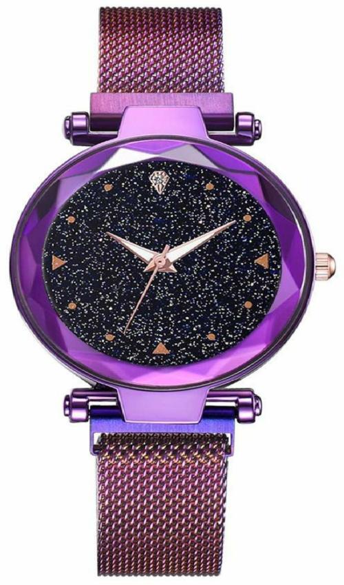 GALA TIME Analog Black Dial Purple Strap Magnetic Strap Watch For Women