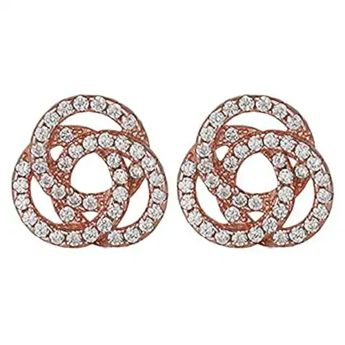 Giva Sterling Silver Rose Gold Embrace Stud Earrings For Women