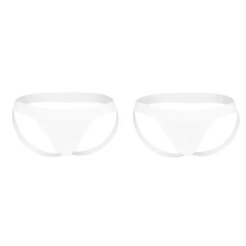 MERSODA White Polyester and Spandex Jockstraps Underwear with Cup Pocket - M