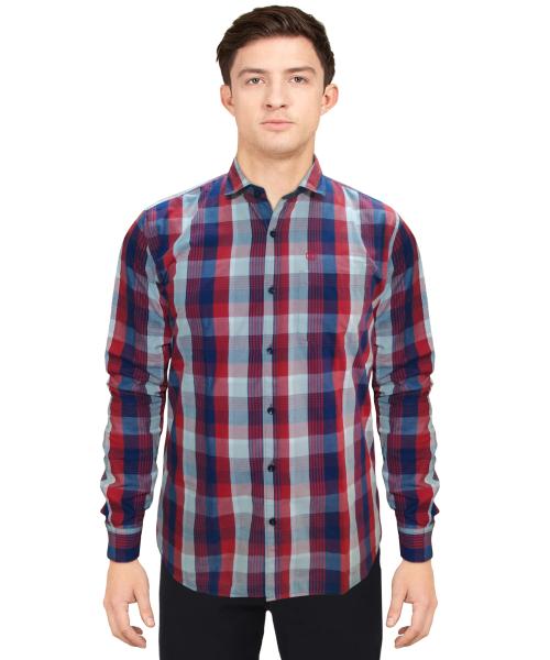 Buy Genius Shirts 100% Cotton Checkered Slim Fit Casual Shirt (XL, Red ...