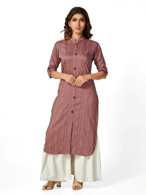 Entle Women's Purple Solid Silk Blend Kurta