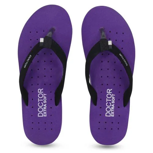 DOCTOR EXTRA SOFT Women's Purple House Slipper for Women's Ortho Care Dr Orthopaedic Super Comfort Fit Flat Cushion Chappal Flip Flop for Ladies and Girls OR D-19