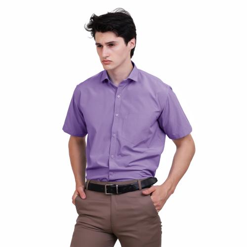 Appel Touch Cottonblend Half Sleeves Formal Lavendar Shirt( Xl Size)