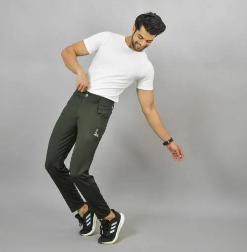 UNDERLOOP Green Stylish Latest Men Slim Fit Lycra Blend Trousers Pajamas for Gym, Yoga and Running A Perfect Style for Indoor and Outdoor.