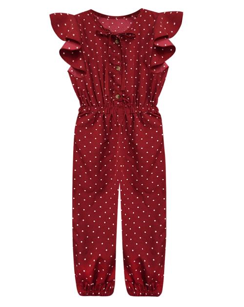 A.T.U.N. Girls Maroon-White Casual Jumpsuit