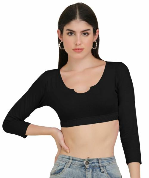 AD2CART A4258 Women Notch Neck 3/4Sleeve Stylish Crop Top for Women