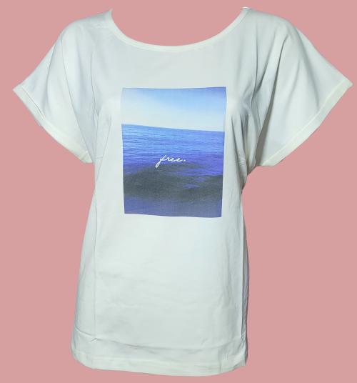 Evian Printed Women Round Neck White T-Shirt