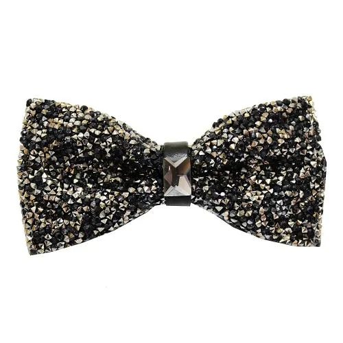 Leonardi Men Black Rhinestone Bow Ties