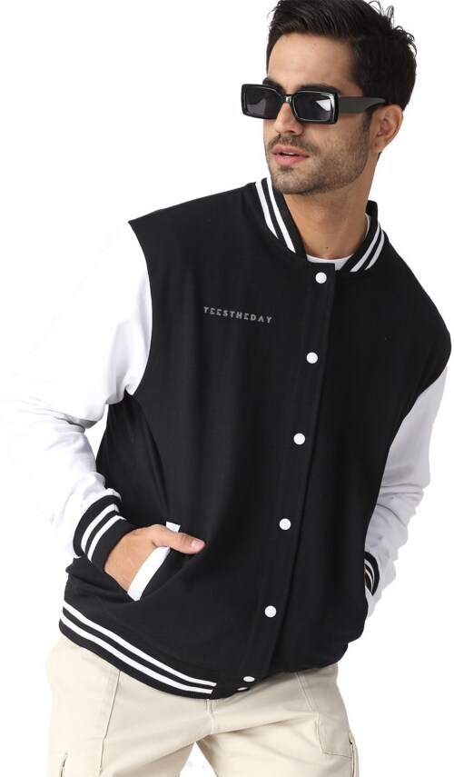Large - Black Varsity Jacket For Men Bomber Jacket For Men
