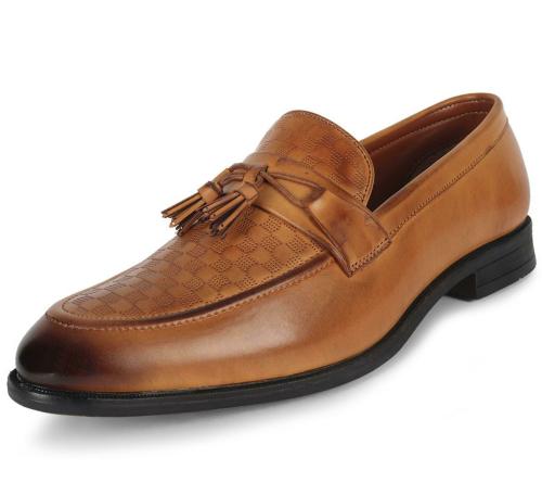 MUTAQINOTI Men's Tan Luxury Leather penny loafer Moccasins Casual Loafers