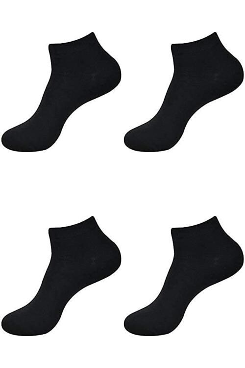 Cotson Men Cotton Plain Black Ankle Length Sports Socks For Running And Casual Wear -4 Pairs