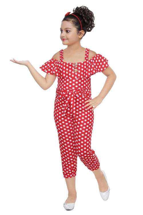 Burbn Printed Jumpsuit for girls3-4 YRed