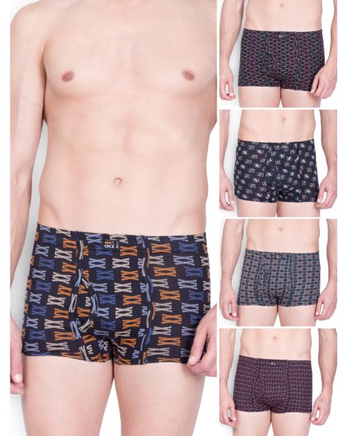 Lux Cozi Bigshot Semi Long Printed Trunks for men, Pack of 5