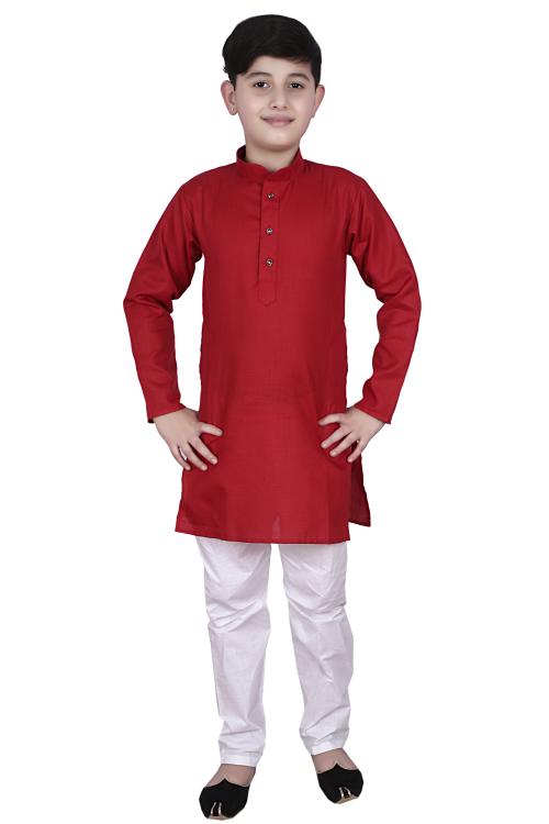 Pro-Ethic Style Developer Boys Maroon Cotton Kurta Pyjama Set