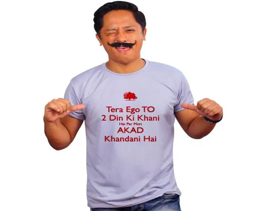 Mooch Wale Akad Khandani Grey Quick-Dri T-shirt For Men - Grey, M - JioMart