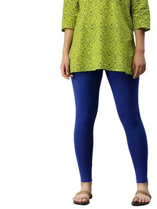 Buy De Moza Women Royal Blue Cotton Ankle Length Leggings - XXXL