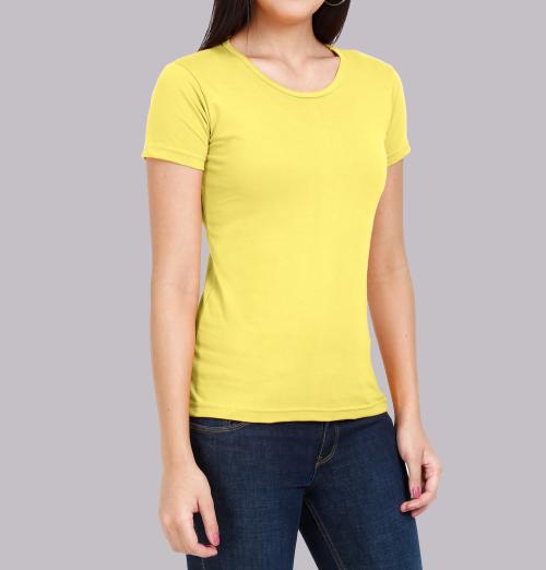 eDESIRE Fashion Casual Wear T shirt (Yellow) Solid Plain Round Neck Cotton Tshirt for Women Girls - Plus Size Also Available T Shirts | Women Tops | T Shirt for Women