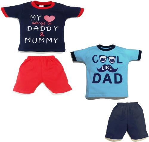 Jusfab Baby Boys & Baby Girls Casual T-shirt Shorts (Multicolor)