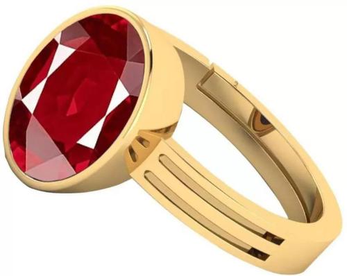 Chopra Gems & Jewellery Brass Ruby Birthstone Rashi Ratan Stone Ring (Men and Women) - Free Size