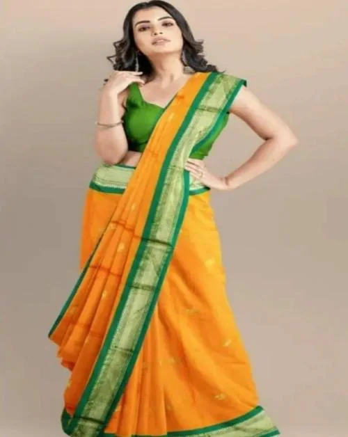 DEEP KIRAN FABRICS Women Cotton Silk Paithani Saree with Booty