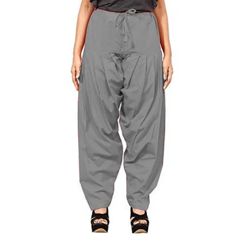 Anaro Grey Cotton Patiala Salwar Pant For Women (Plus Size)
