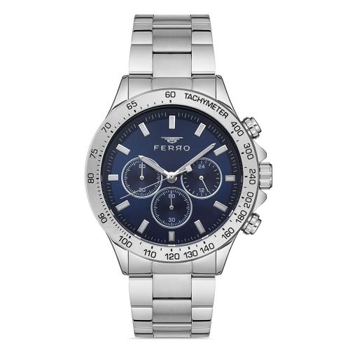 Ferro Chronograph Navy Blue Round Dial Men's Watch - FM11913A-A3
