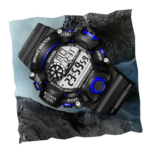 Acnos Digital Black Dial Black Strap Watch For Men - (SSPOR-BLUE)