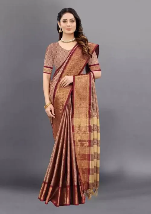 JUHI COLLECTION 03-Aknsh SAREE-CHIKU Fancy Silk Saree For Women