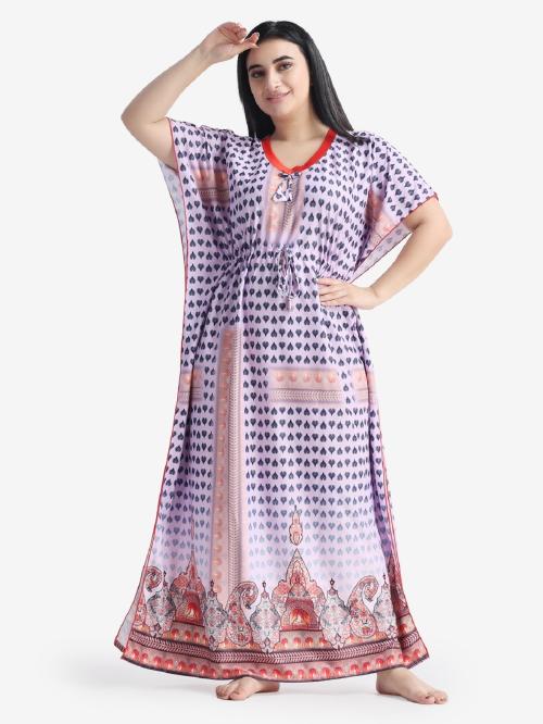 Night Keys Digital Print Kaftan Cotton Women Nighties & Night dress Sleepwear Light Purple (Free Size)