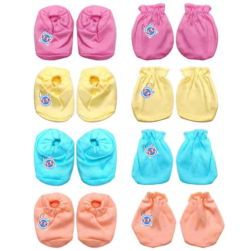 V. B. K Multicolor Hand Mittens With Booties - 0 - 4 Months (Pack Of 4)