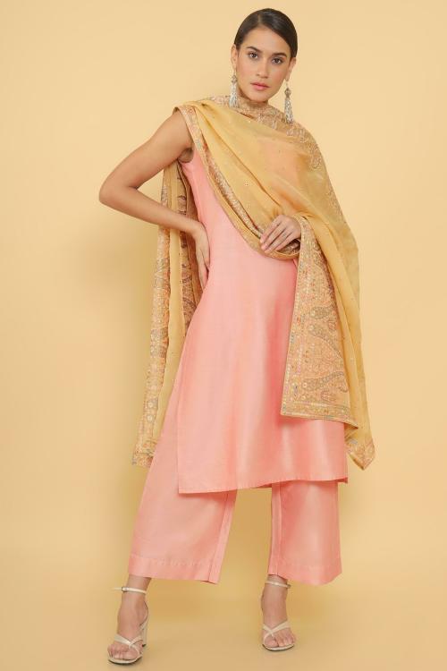 SOCH Women Beige Embroidered Single Dupatta (Free Size)