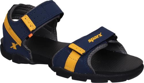 Sparx Men SS-109 Navy Blue Yellow Floater Sandals