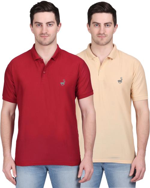 Ansh Fashion Wear Polo T-Shirts Pack of 2 for Men's and Boy's-Maroon-Camel T-Shirt for Men | Mens T-Shirt | Trendy T-Shirts for Men
